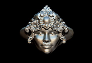 woman ring jewelry silver gold venetian carnival female face sterling fashion beauty masquerade person body diamond designs jewellery human rings biker 3d print model - Mito3D
