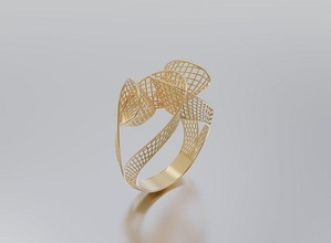 woman ring illustration design retro symbol geometric art abstract shape gold pattern science scientific chemistry cytoplasm statue jewelry rings 3d print model - Mito3D