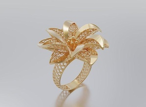 mujer anillo oro plata joyería joya hilo diseño retro arte ilustración decoración florido resumen tarjeta anillos 3d print model - Mito3D