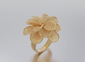 frau ring gold silber schmuck juwel kunst design illustration abstrakt retro aufwendig dekoration muster anteil hintergrund diamant ringe 3d print model - Mito3D