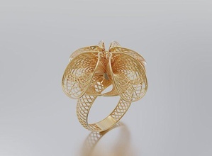 mujer anillo oro plata joyería retro Arte diseño florido resumen decoración papel ilustración imprimible rococó pared espejo frontón joya anillos 3d print model - Mito3D