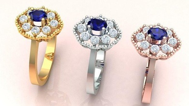Frau Ring Gold Diamant Schmuck Mode Silber Schönheit Ringe 3d print model - Mito3D