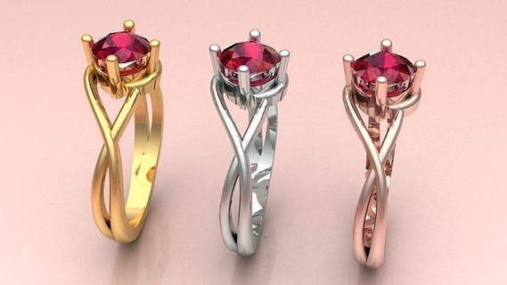 woman ring ruby jewelry gold silver printable jewel rings 3d print model - Mito3D