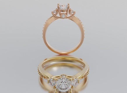 Frau Ring Gold Silber Schmuck Juwel Diamant brillant Unternehmen druckbar Sterling Mode Schönheit weiblich Ringe 3d print model - Mito3D