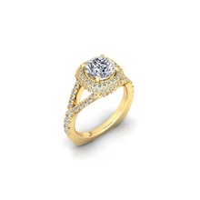 femme bague 61 anneaux solitaire sterling imprimable diamant platine brillant mariage engagement bijou bijoux argent blanc or chrome 3d print model - Mito3D
