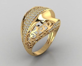 mulher argolas 3d anel joalheria prata ouro jóia jóias moda branco Casamento diamante 3d print model - Mito3D