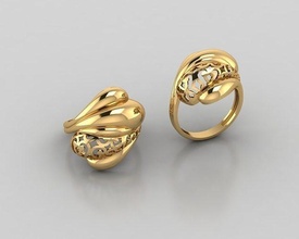 mujer anillos 3d anillo joyería joya oro plata Moda diamante 3d print model - Mito3D