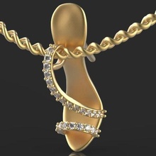 woman shoes pendant gold jewelry silver diamond jewellery lamp fashion beauty sterling brilliant female gem brillant necklace printable light pendants 3d print model - Mito3D
