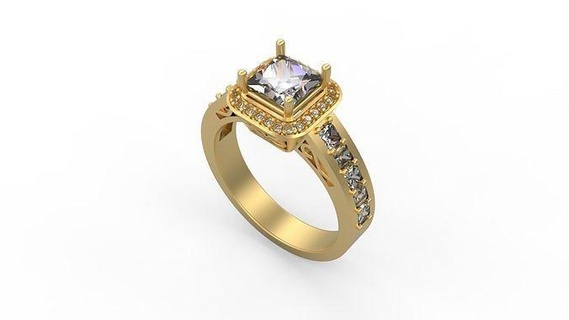 Kadın Solitaire yüzük 1002 altın mücevher takı gümüş yazdırılabilir elmas düğün döşemek kanal seti yan taş gerginlik hale nostaljik üçleme gelin Ayarlamak nişan yüzükler 3d print model - Mito3D