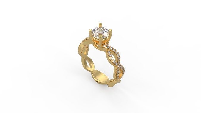 mulher solitário anel 1006 ouro jóia joalheria prata imprimível diamante Casamento pavimentar conjunto canais pedra tensão aréola vintage trilogia nupcial noivado argolas 3D print model - Mito3D