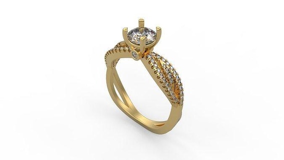 Kadın Solitaire yüzük 1011 altın mücevher takı gümüş yazdırılabilir elmas düğün döşemek kanal seti yan taş gerginlik hale nostaljik üçleme gelin Ayarlamak nişan yüzükler 3d print model - Mito3D