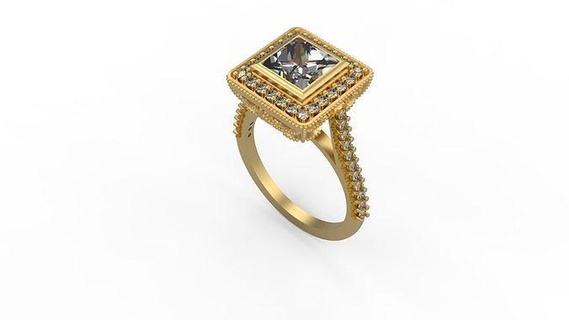 Kadın Solitaire yüzük 1191 altın mücevher takı gümüş yazdırılabilir elmas düğün döşemek kanal seti yan taş gerginlik hale nostaljik üçleme gelin Ayarlamak nişan yüzükler 3d print model - Mito3D
