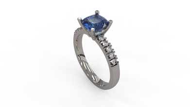 mujer solitario anillo 153 oro joya joyería plata imprimible diamante moda boda zafiro rubí amor enamorado anillos 3d print model - Mito3D