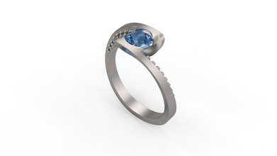 frau solitär ring 186 gold juwel schmuck silber druckbar diamant mode hochzeit saphir rubin liebe ringe 3d print model - Mito3D