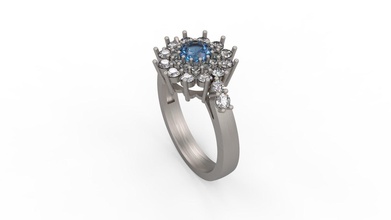 femme solitaire bague 195 or bijou bijoux argent imprimable diamant mode mariage saphir rubis l'amour valentin anneaux 3d print model - Mito3D