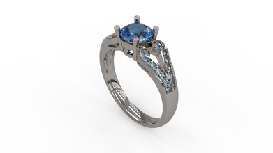 femme solitaire bague 200 or bijou bijoux argent imprimable diamant mode mariage saphir rubis l'amour valentin anneaux 3d print model - Mito3D