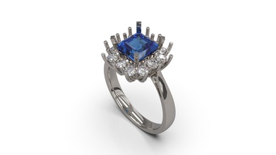 Frau Solitär Ring 29 Gold Juwel Schmuck Silber druckbar Diamant Mode Hochzeit Saphir Rubin engagem Schönheit Ringe 3d print model - Mito3D