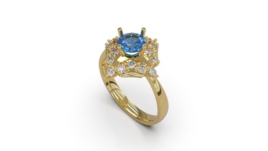 femme solitaire bague 30 or bijou bijoux argent imprimable diamant mode mariage saphir rubis anneaux 3d print model - Mito3D