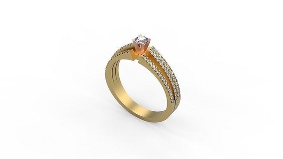 Frau Solitär Ring 368 Gold Juwel Schmuck Silber druckbar Diamant Mode Hochzeit Saphir Rubin Liebe Ringe 3d print model - Mito3D
