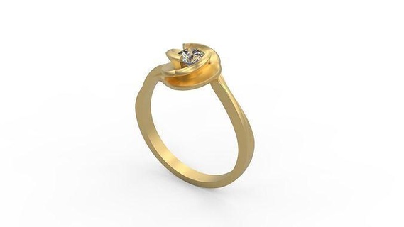 mulher solitário anel 376 ouro jóia joalheria prata imprimível diamante moda Casamento Saphire rubi amar flor espiral argolas 3d print model - Mito3D
