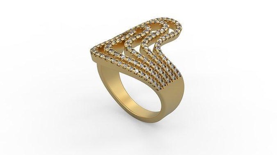 woman solitaire ring 385 gold jewel jewellry jewelry silver printable diamond fashion wedding saphire ruby love wave micropave rings 3d print model - Mito3D