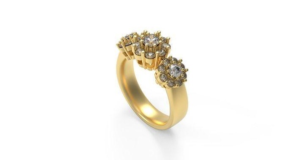 Kadın Solitaire yüzük 396 altın mücevher takı gümüş yazdırılabilir elmas düğün döşemek kanal seti yan taş gerginlik hale nostaljik üçleme gelin Ayarlamak nişan yüzükler 3d print model - Mito3D