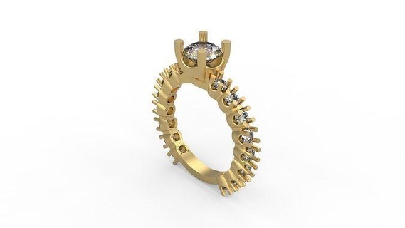 Kadın Solitaire yüzük 457 altın mücevher takı gümüş yazdırılabilir elmas düğün döşemek kanal seti yan taş gerginlik hale nostaljik üçleme gelin Ayarlamak nişan yüzükler 3d print model - Mito3D