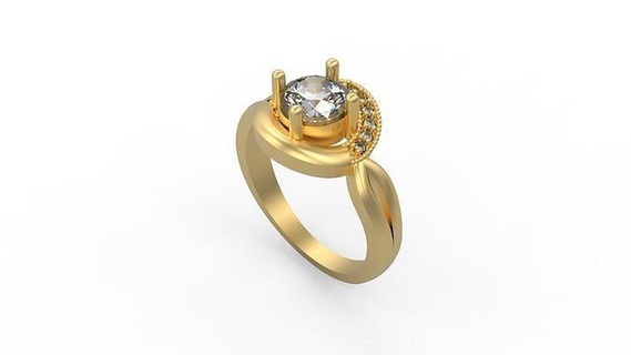 woman solitaire ring 483 gold jewel jewellry jewelry silver printable diamond wedding pave channelset side stone three tension halo vintage trilogy bridal set engagement rings 3d print model - Mito3D