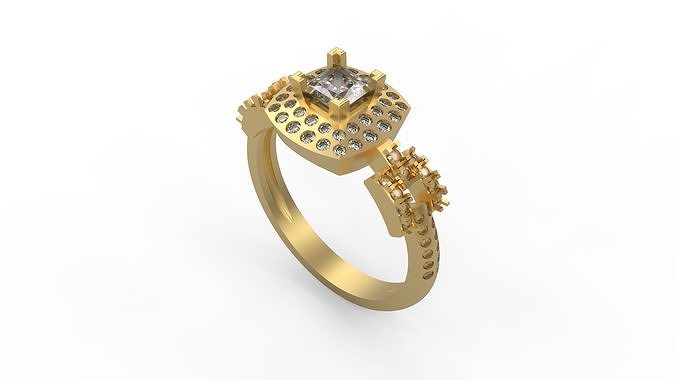 mujer solitario anillo 999 oro joya joyería plata imprimible diamante Boda pavimentar conjunto canales Roca tensión aureola Clásico trilogía nupcial compromiso 3D print model - Mito3D