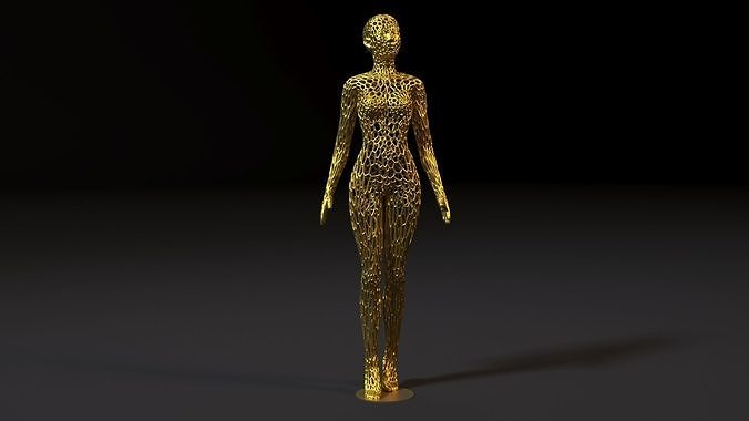 femme statue torse femelle Humain voronoi corps anatomie musculature tors art sculptures 3D print model - Mito3D
