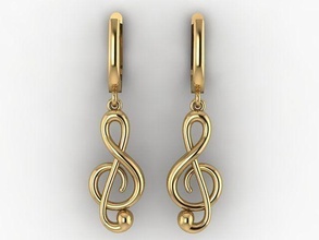 woman treble clef earring 3d print model trebleclef gold silver love wedding jewellery jewel music musical printable trebleclefearring valentine 3dprint melodyearring fashion fashionearrings musicalearring noteearrins jewelry earrings 3d print model - Mito3D