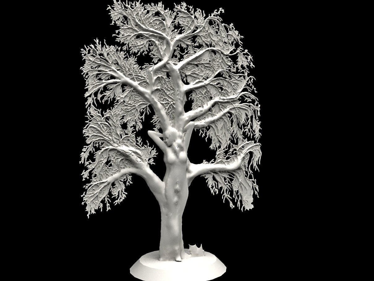 mulher árvore a arte floresta beleza o corpo escultura esculturas estátua madeira natureza bush casca 3D print model - Mito3D