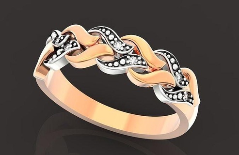 woman wedding ring weaving metals stones 643 infinity diamond girl two original classic stylish trendy elegant gold cut love jewelry rings 3d print model - Mito3D
