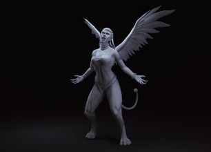 woman wings art sculpture body griffin mythology legs arms sculptures 3d print model - Mito3D