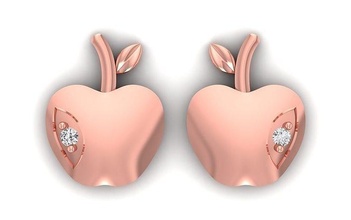 Frauen Apfel Ohrringe 3dm stl obj fbx rendert Einzelheiten Mobius 3dmodel 3dearrings 3d Ohrring USA Kanada Diamanten Italien Silber Steine cad Diamant Sterling Juwel einzigartig 3d print model - Mito3D