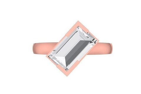 femmes baguette calcul bague 3dm stl obj fbx rend détails bijoux platine engagement solitaire mariée imprimable précieux anneaux diamant or mariage mode pendentifs 3d print model - Mito3D