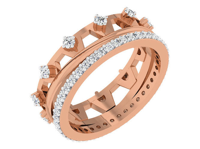 femmes bande bague 3dm stl rendre détail bijoux or imprimable brillant anneaux diamant engagement luxe solitaire platine précieux gemme argent mariage 3D print model - Mito3D