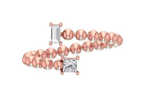 femmes perlé anneaux bijoux platine engagement solitaire mariée bague imprimable précieux diamant or mariage mode 3d print model - Mito3D