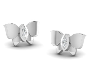 Frauen Schmetterling Ohrringe 3dm Schmuck druckbar Juwel Silber Bolzen Reifen Huggies Diamant Gold Platin Hochzeit Engagement zart wertvoll Luxus 3d print model - Mito3D