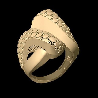femmes ciselé bague 5 gros anneaux or imprimable bijoux argent conception ciseau classique modèle art mode géométrique géolocalisation Or clair 3d print model - Mito3D