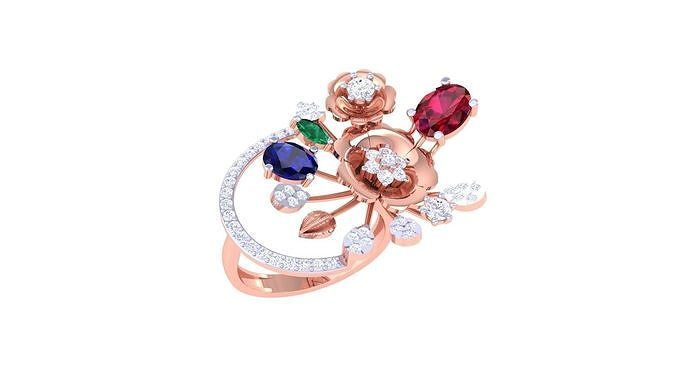 mulheres coquetel anel 3dm stl obj fbx renderiza detalhes diamante wwomenring anéis joias eternidade completa feminino Signetring moda ouro propondo joalheria argolas noivado 3D print model - Mito3D