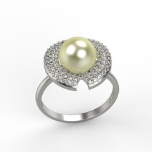 women cocktail ring 3dm stl pearl diamond engagement gem gold jewel jewelry jewellery silver stone wedding fashion rings 3d print model - Mito3D