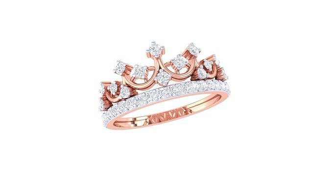 mulheres coroa Casamento anel 3dm stl obj fbx renderiza detalhes diamante wwomenring anéis joias feminino Signetring moda ouro propondo joalheria argolas noivado solitário 3D print model - Mito3D