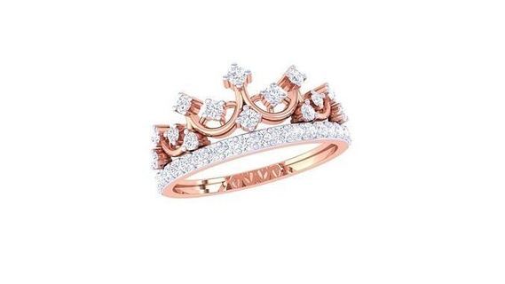mujer corona Boda anillo 3dm stl obj fbx renders detalles diamantes anillos joyería joyeria signetring moda oro proponiendo joya diamante compromiso Moda solitario 3d print model - Mito3D