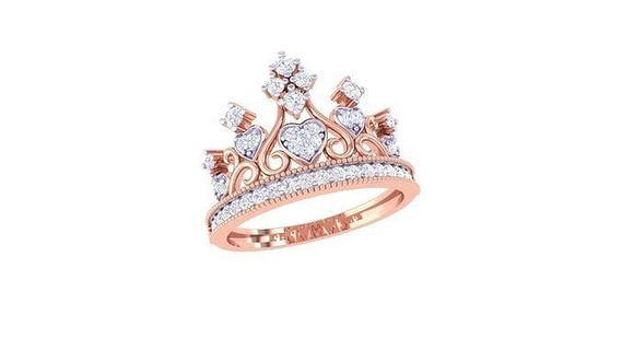mulheres coroa Casamento anel 3dm stl obj fbx renderiza detalhes diamante wwomenring anéis joias eternidade completa feminino Signetring moda ouro propondo joalheria argolas noivado 3d print model - Mito3D