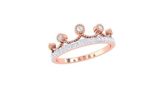 mulheres coroa Casamento anel 3dm stl obj fbx renderiza detalhes diamante wwomenring anéis joias vintage feminino Signetring moda ouro propondo joalheria argolas noivado 3d print model - Mito3D
