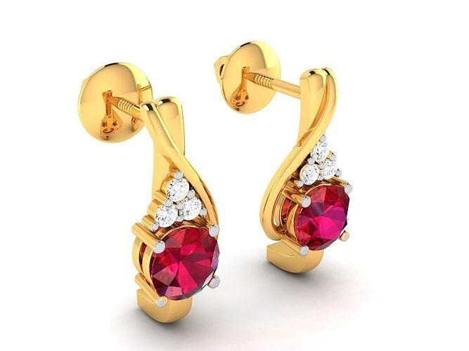 women daimond earring 3dm stl obj fbx render details hoop earrings 3dmodel cad jewelry printable europe israel diamond canada usa earring 14k pave jewel united italy  3D print model - Mito3D