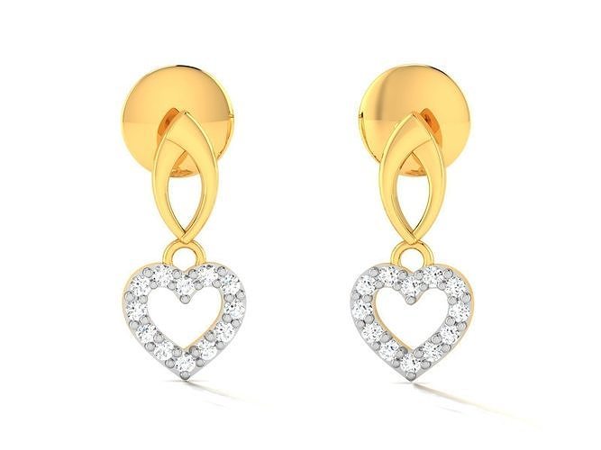women daimond heart earring 3dm stl obj fbx render details jewelry silver jewel diamond ring fashion cad gem valentine printable gift gold earrings sterling engagem 3D print model - Mito3D