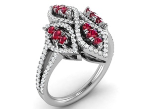 le donne del diamante cocktail anello di banda 3dm render detail anelli solitaire stampabile disco platino brillante matrimonio fidanzamento gioiello gioielli oro sposa diamanti 3d print model - Mito3D