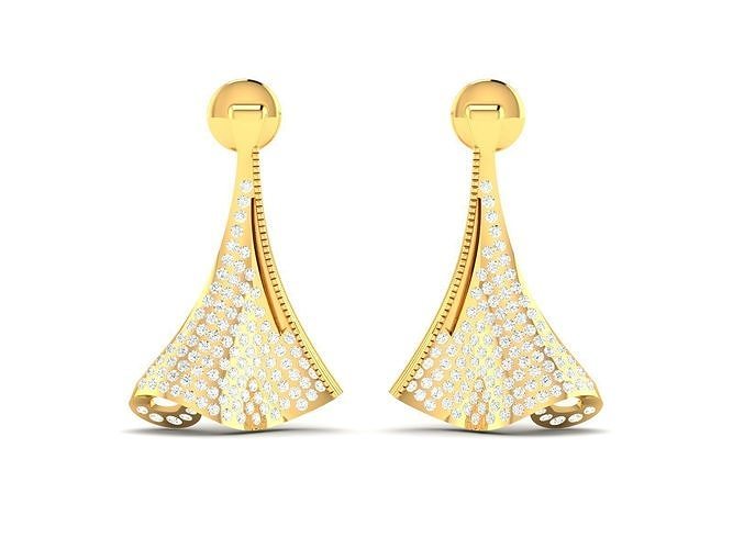 women diamond earring earrings jewellery printable gem studs gold platinum silver jewel wedding engagement delicate jewelry precious luxury long drop 3D print model - Mito3D